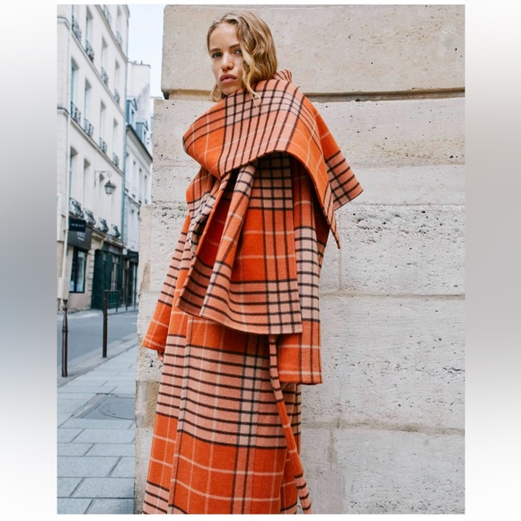 STAUD Carver Wool Coat | Persimmon | Mega Plaid  | Size L | NWT - Picture 2 of 8